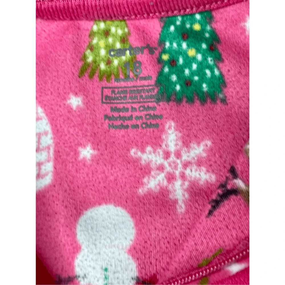 Carter's Christmas Trees Reindeer Santa Claus Fleece Footie 18 months‎ WInter